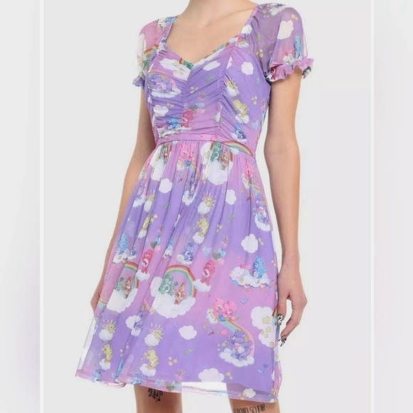 Hot Topic "Care Bears" Characters In The Clouds Dress w/Mesh Bouncy Skirt (L) - Picture 1 of 13